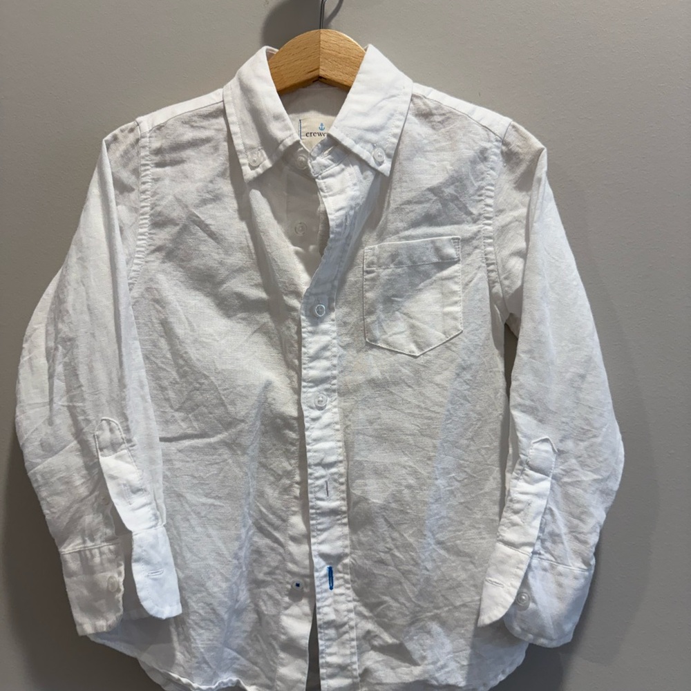 Crewcuts Linen White Casual Button Down Shirt